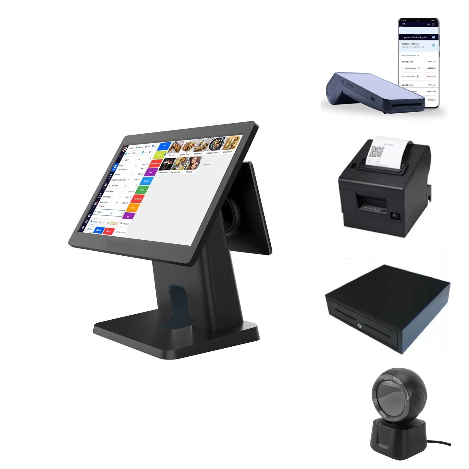 POS Retail Package – 15.6"+10.1" Dual Screen + Printer + Cash Drawer + Tyro No Cost Eftpos Machine